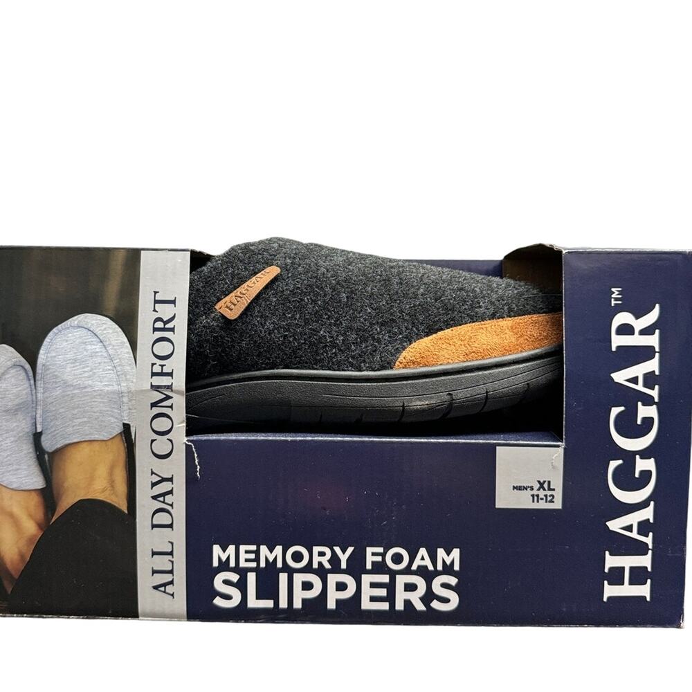 Haggar Mens Clog Slippers Size XL 11-12 Gray Felt Memory Foam Lightweight New